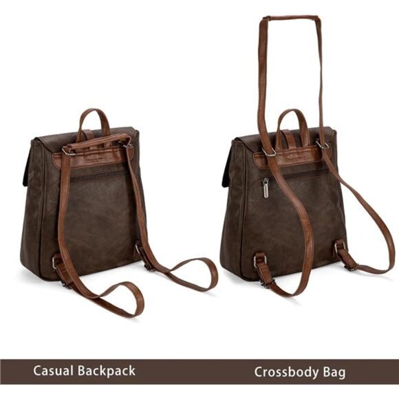 Womens Medium Backpack Convertible Coffee main image 4